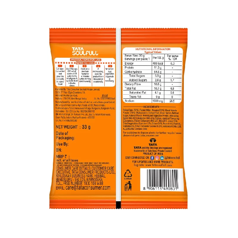 Tata Soulfull Masala Oats+ With Millets, 33 g-4.webp